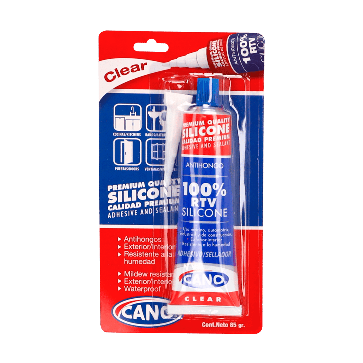 Silicone Cano Transparente 100% RTV 85gr Silicone Cano Transparente 100% RTV 85gr