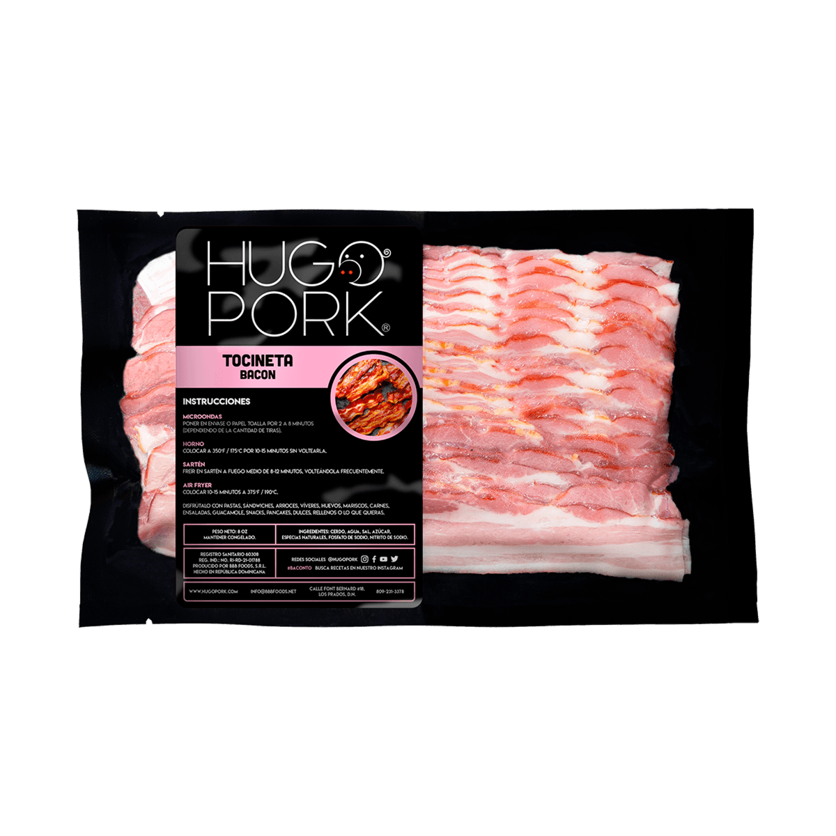 Tocineta en Tiras Hugo Pork 8oz Tocineta en Tiras Hugo Pork 8oz