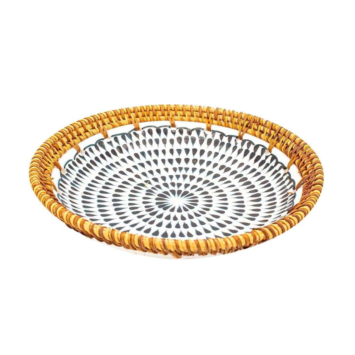 Plato de Cerámica con Tejido Rattan R/HDL-0702021 16 cm Plato de Cerámica con Tejido Rattan R/HDL-0702021 16 cm