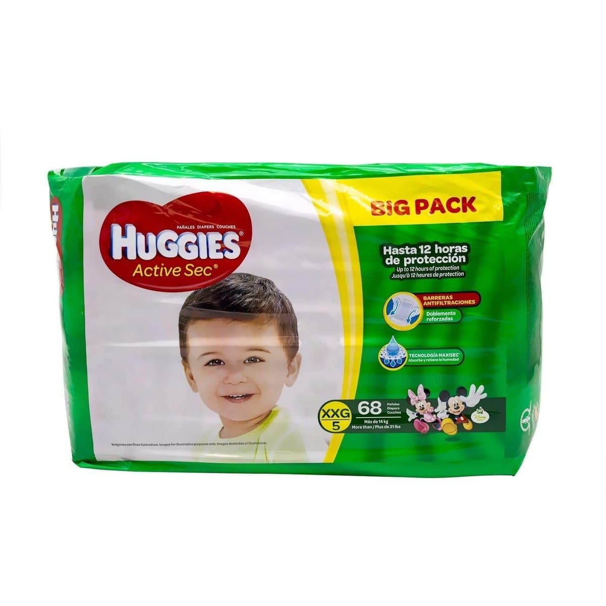 Pañales Desechables Huggies Active Sec XXG/5 68 uds Pañales Desechables Huggies Active Sec XXG/5 68 uds