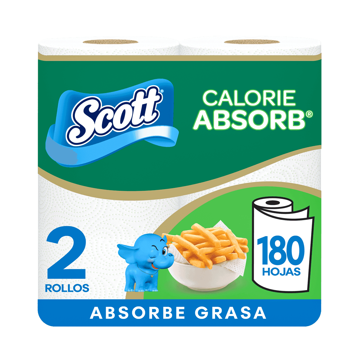 Toalla de Papel Scott Calorie Absorb 2 Rollos 90 Hojas Toalla de Papel Scott Calorie Absorb 2 Rollos 90 Hojas