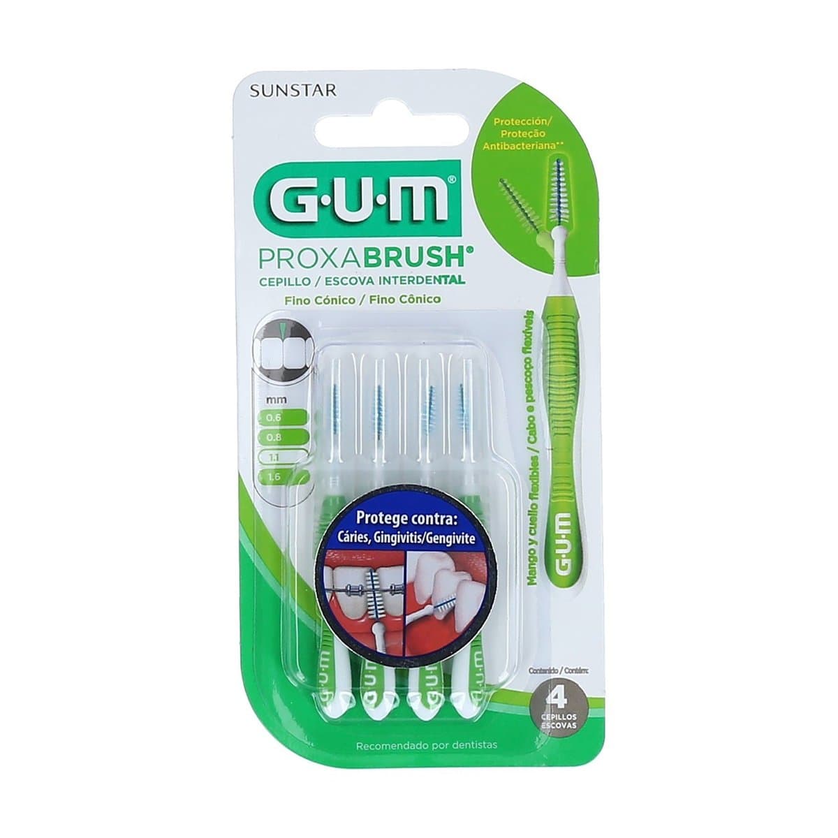 Cepillo Interdental Gum Sunstar Protección Antibacteriana 4 uds Cepillo Interdental Gum Sunstar Protección Antibacteriana 4 uds