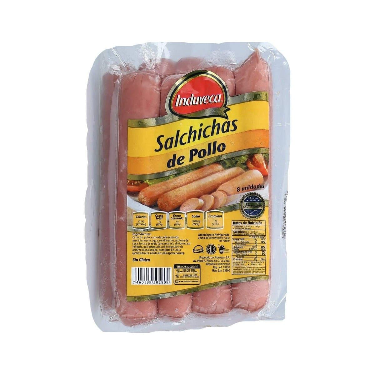 Salchichas Hot Dog de Pollo Gigantes Induveca 8 uds Salchichas Hot Dog de Pollo Gigantes Induveca 8 uds