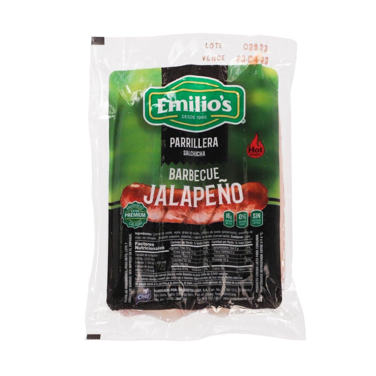Salchichas Parrillera Emilios BBQ Jalapeno Salchichas Parrillera Emilios BBQ Jalapeno
