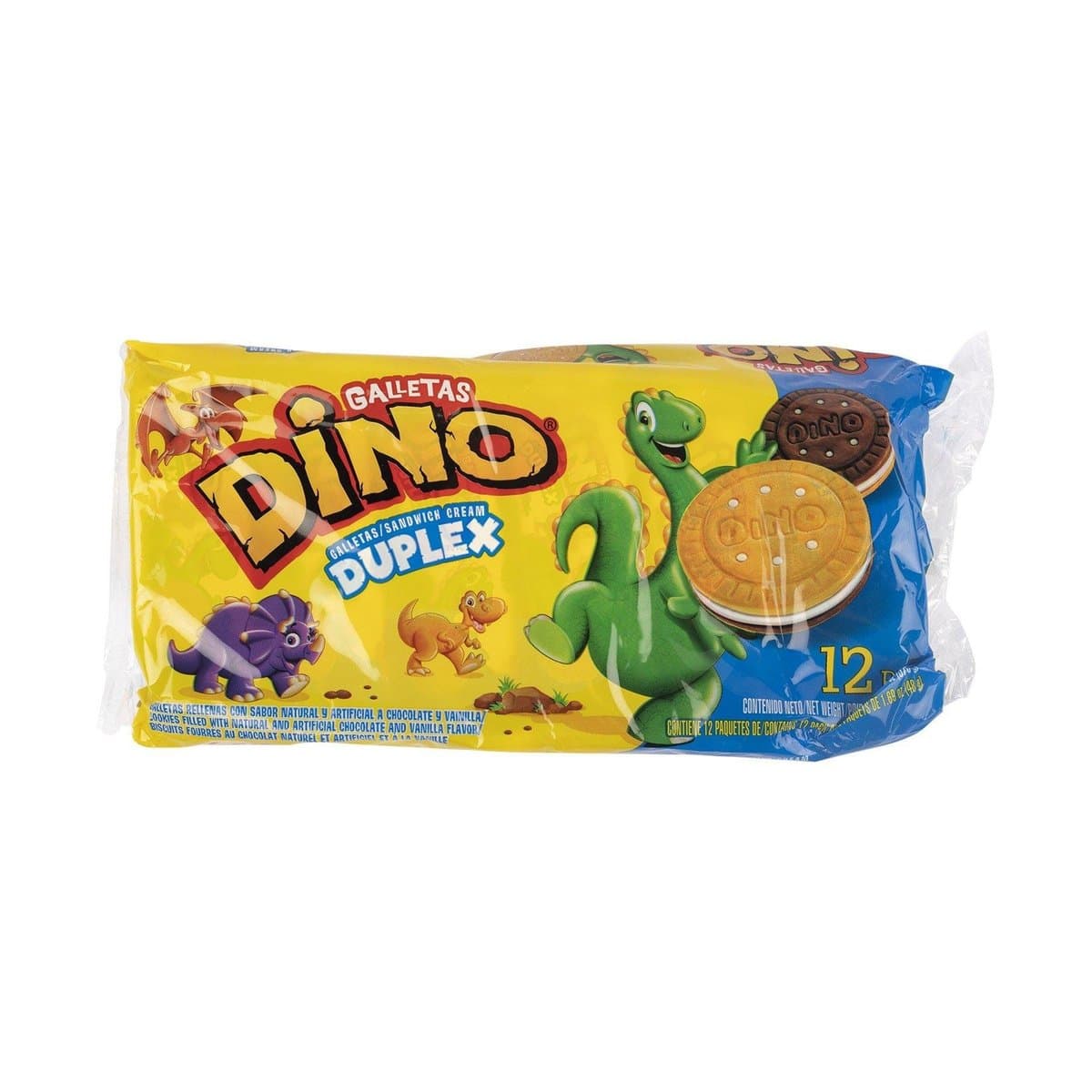 Galletas Sándwich Duplex Rellenas de Crema Dino 12 uds Galletas Sándwich Duplex Rellenas de Crema Dino 12 uds